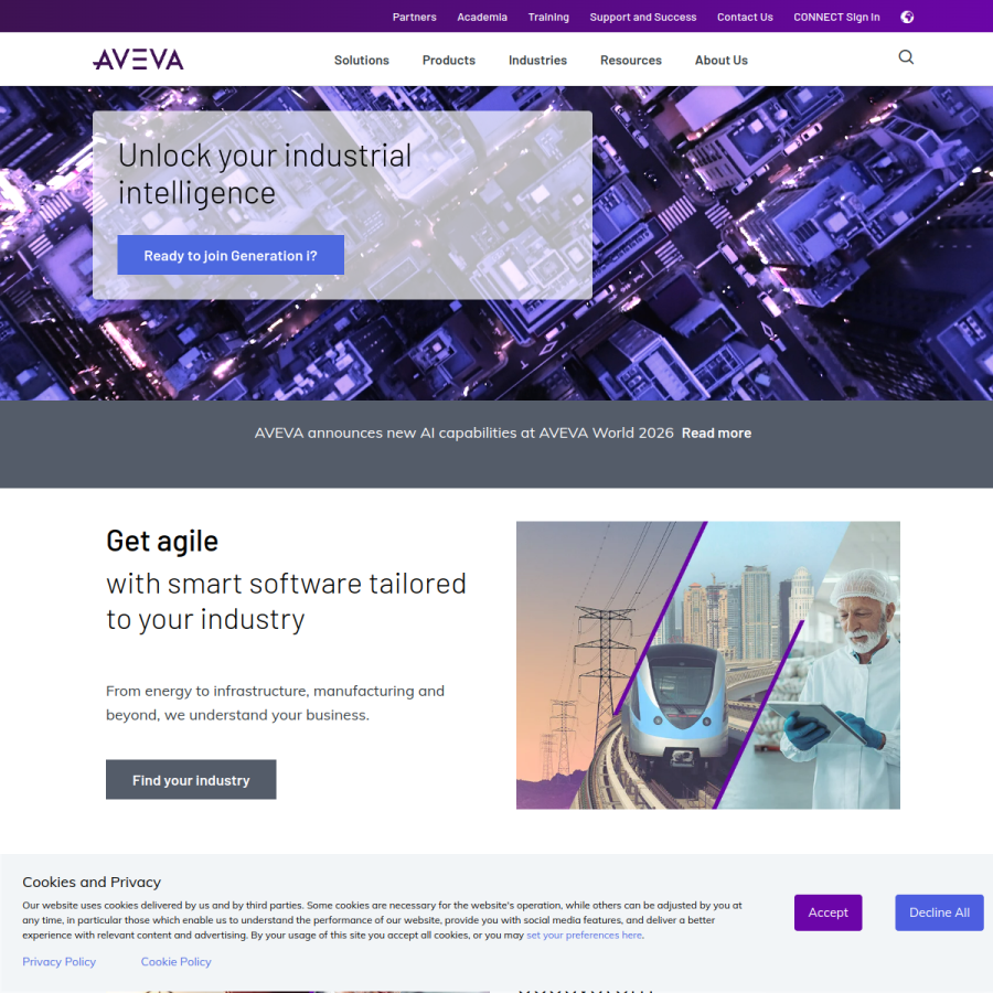 aveva.com homepage screenshot