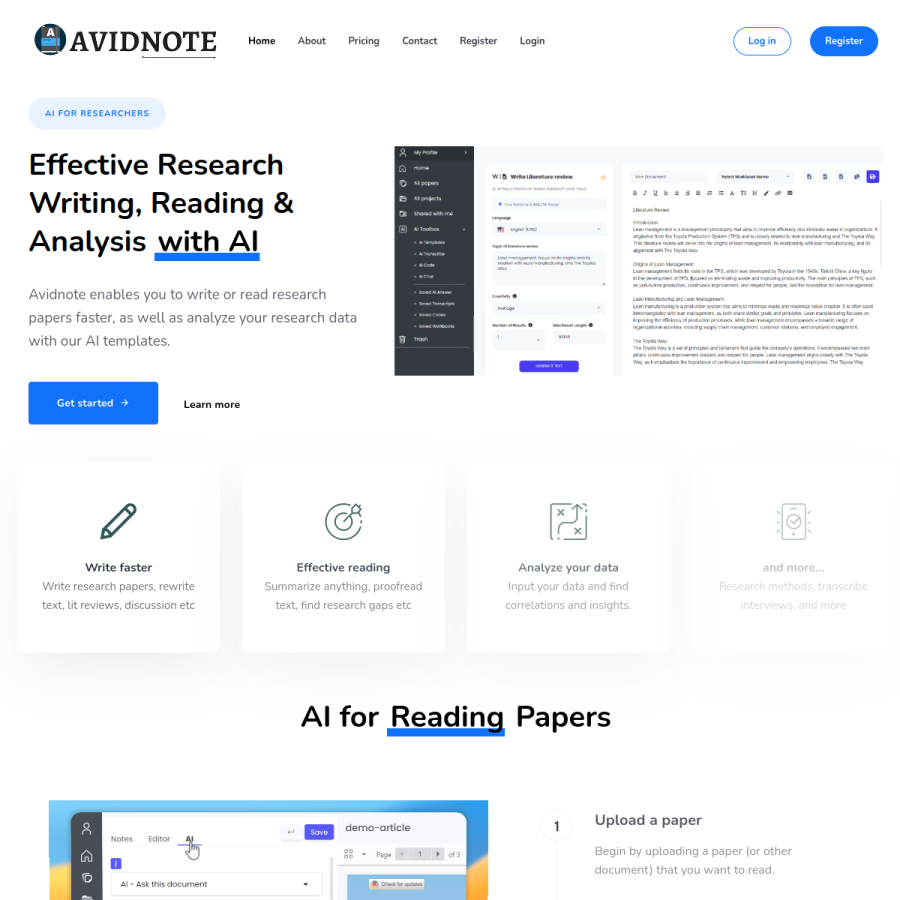 avidnote.com homepage screenshot