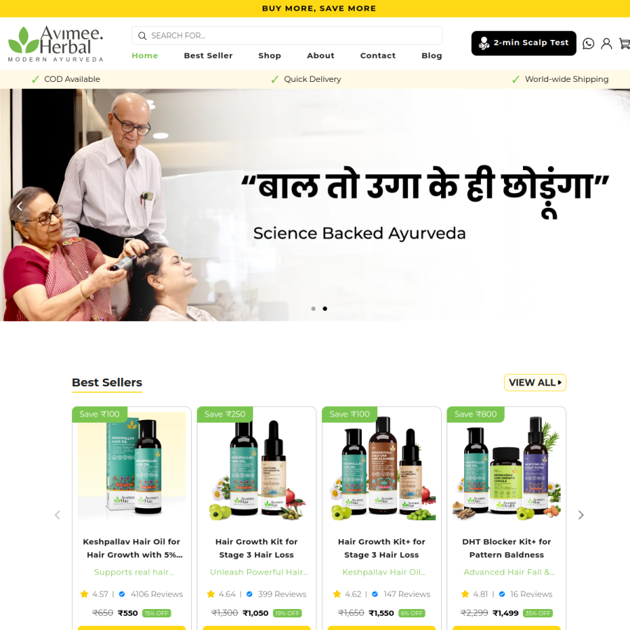 avimeeherbal.com homepage screenshot