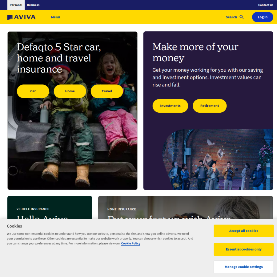 aviva.co.uk homepage screenshot