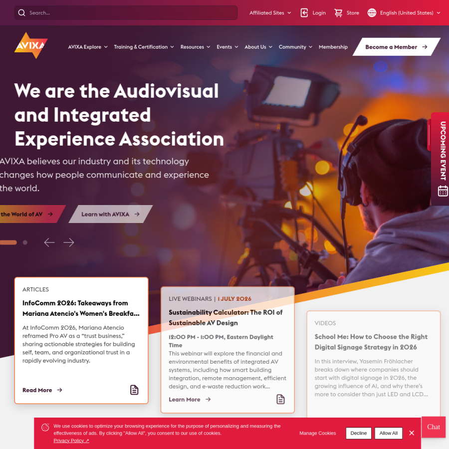 avixa.org homepage screenshot