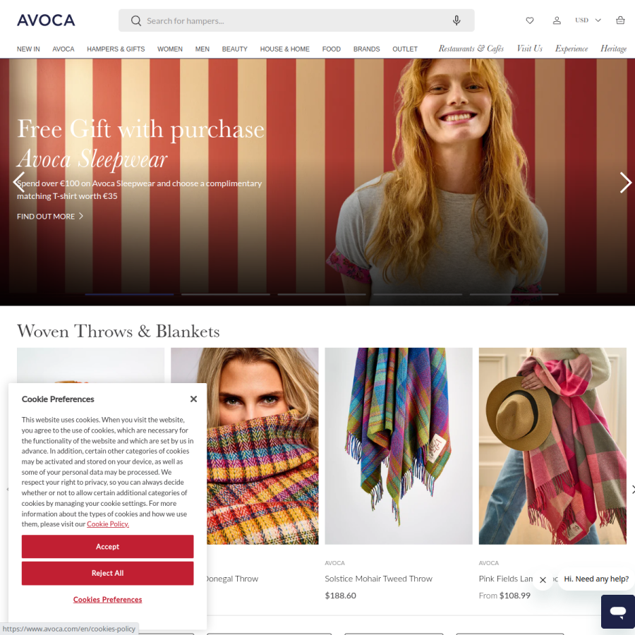 avoca.com homepage screenshot