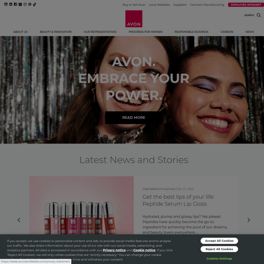 avonworldwide.com homepage screenshot