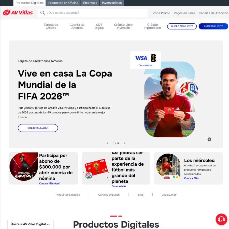 avvillas.com.co homepage screenshot