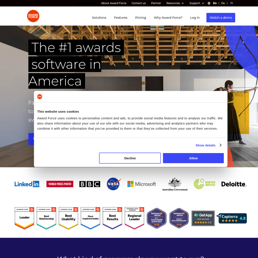 awardsplatform.com homepage screenshot