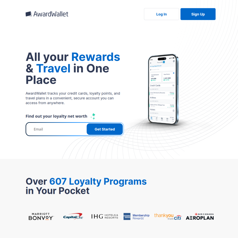 awardwallet.com homepage screenshot