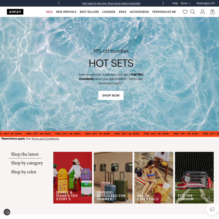 awaytravel.com homepage screenshot