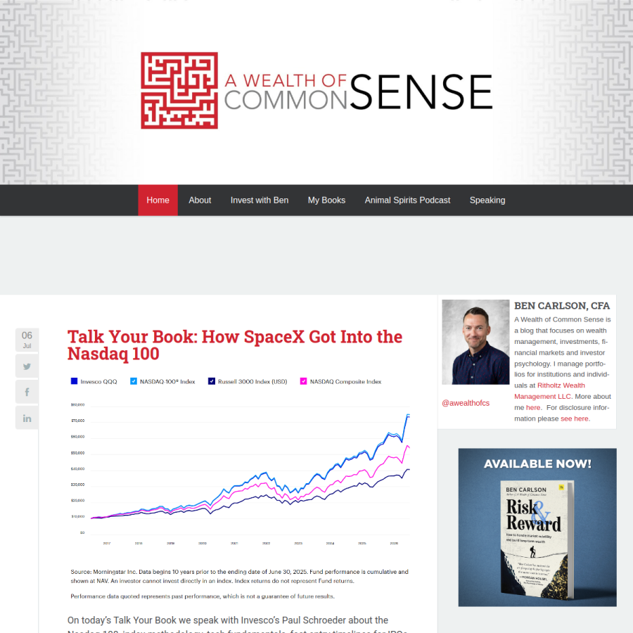 awealthofcommonsense.com homepage screenshot