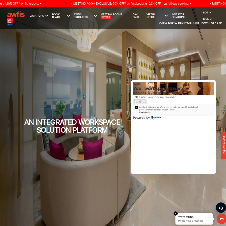 awfis.com homepage screenshot