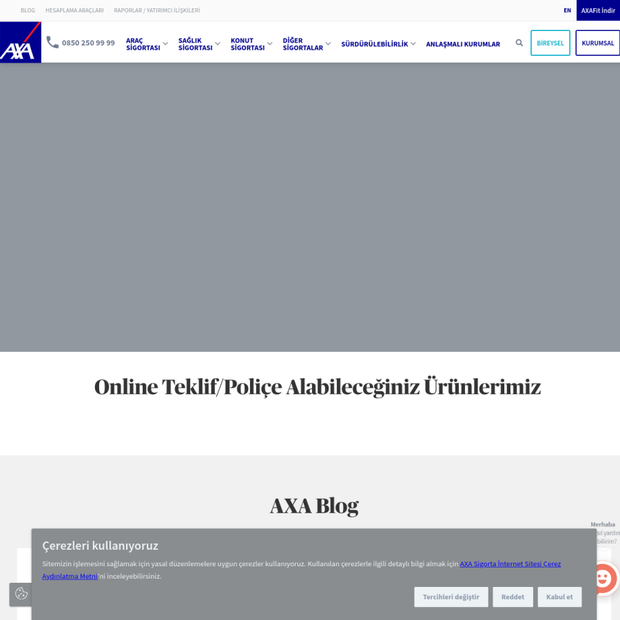 axasigorta.com.tr homepage screenshot
