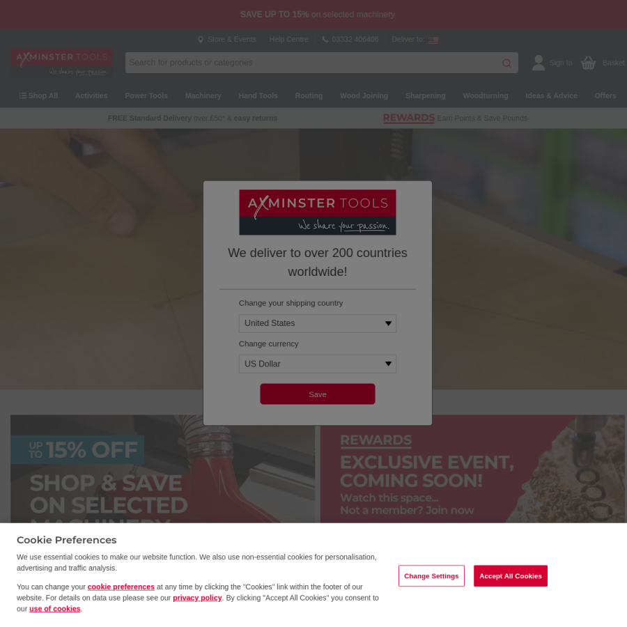 axminstertools.com homepage screenshot