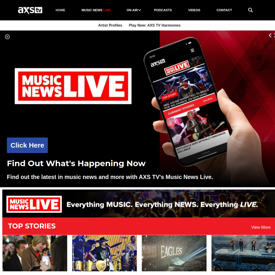 axs.tv homepage screenshot