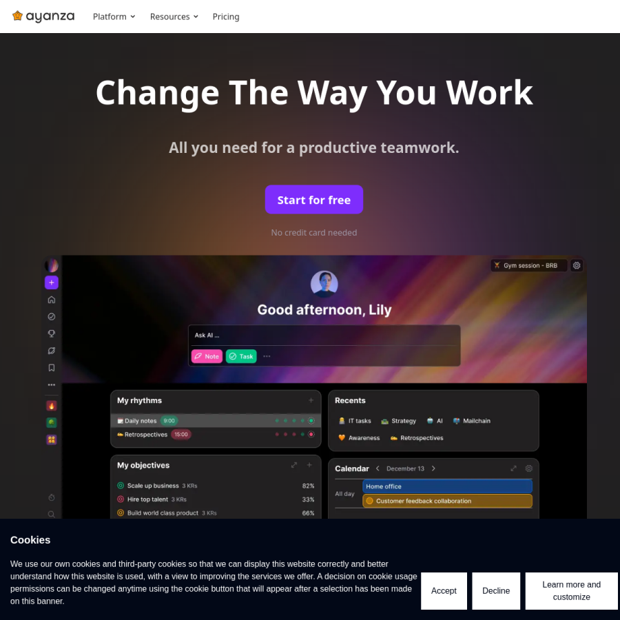 ayanza.com homepage screenshot