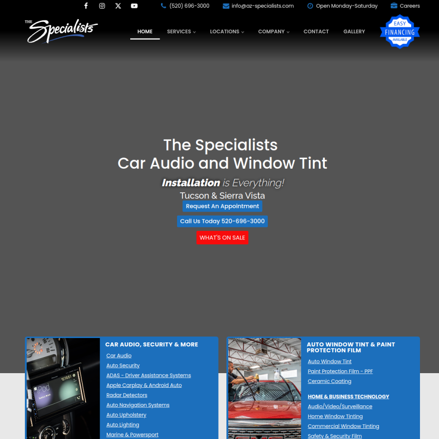 az-specialists.com homepage screenshot