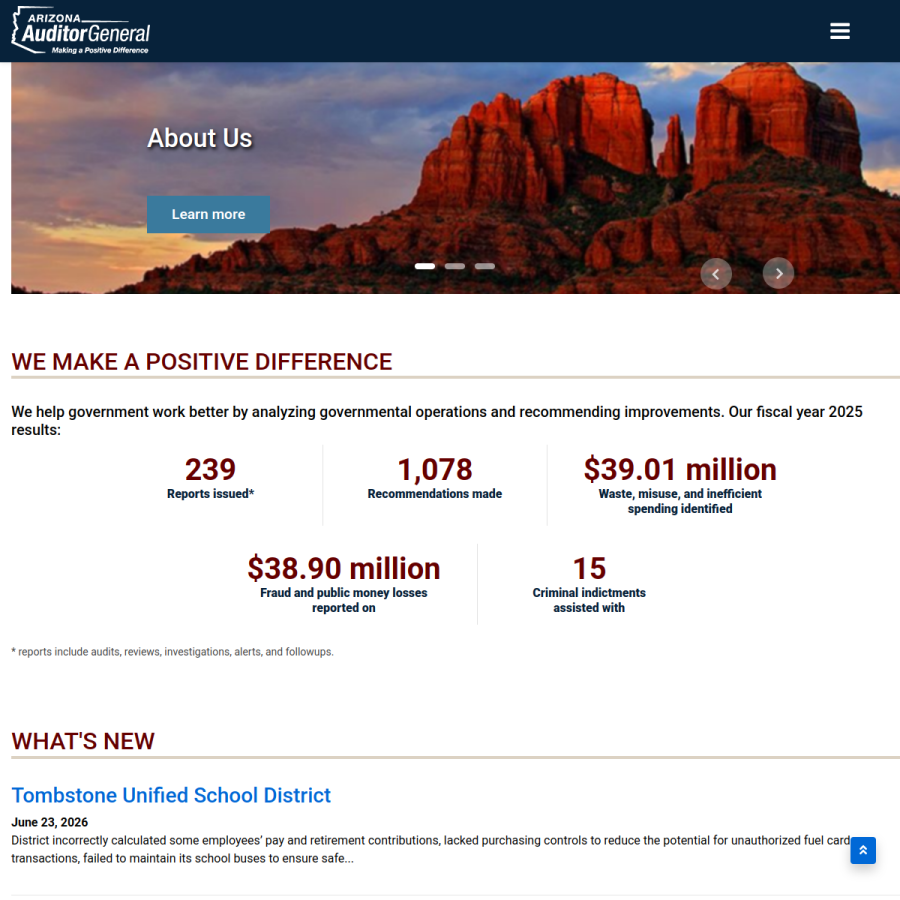 azauditor.gov homepage screenshot