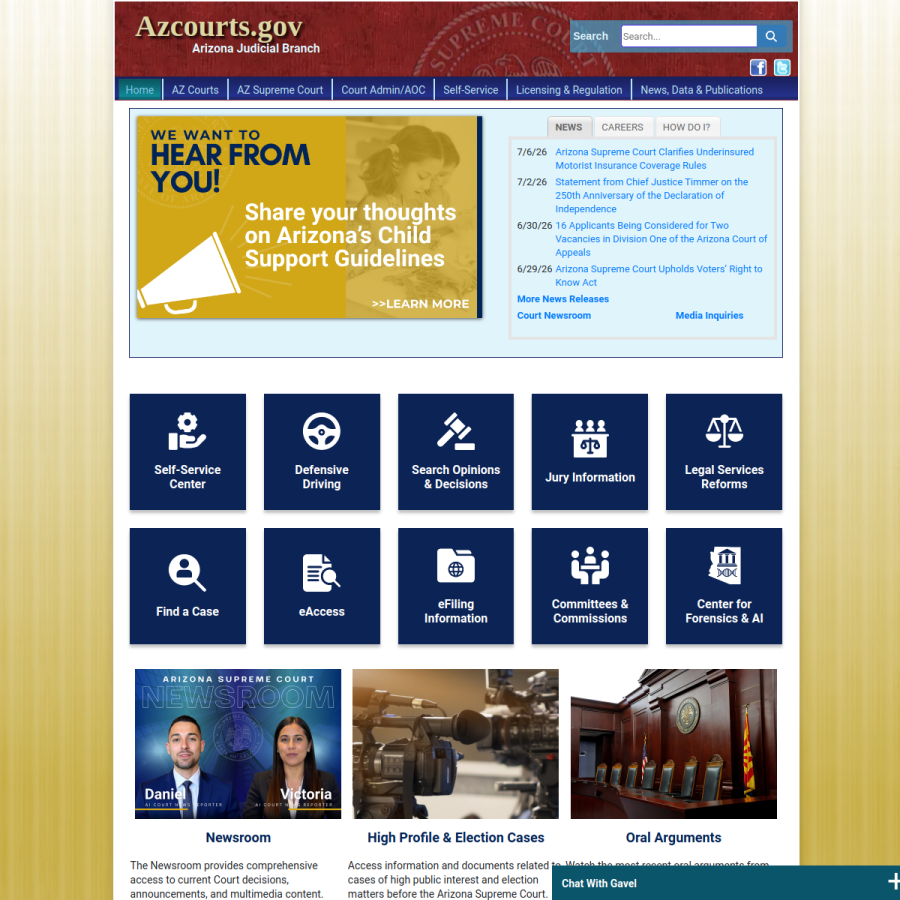 azcourts.gov homepage screenshot