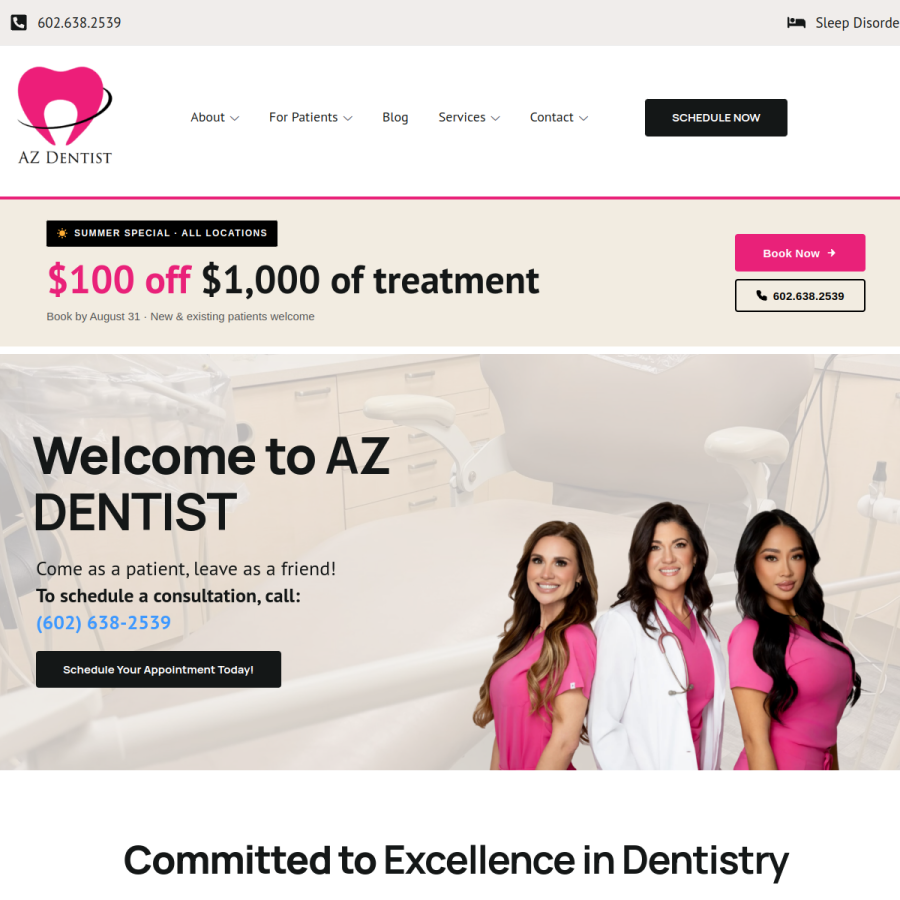 azdentist.com homepage screenshot
