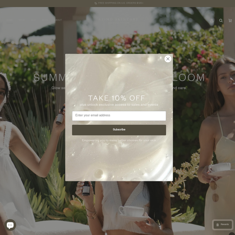 azimdskincare.com homepage screenshot