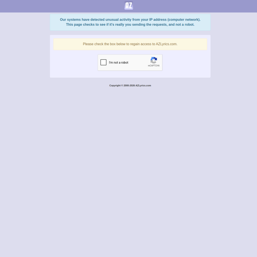 azlyrics.com homepage screenshot