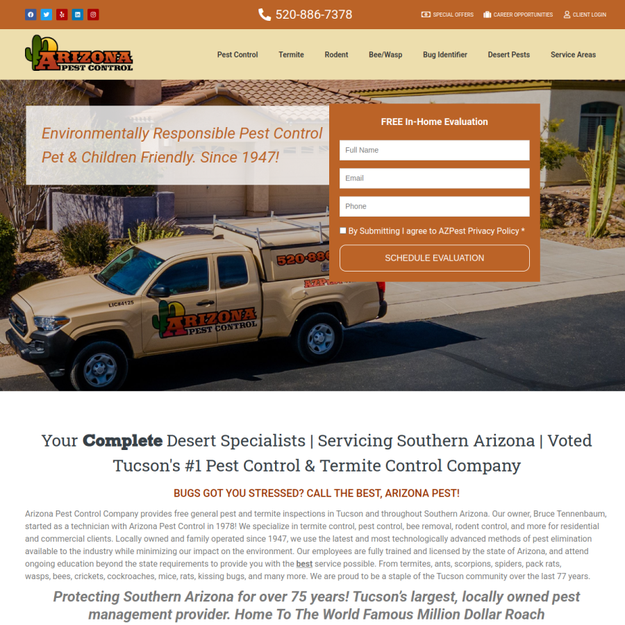 azpest.com homepage screenshot