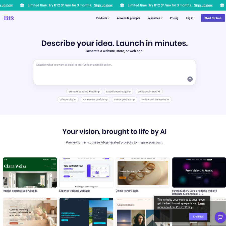 b12.io homepage screenshot