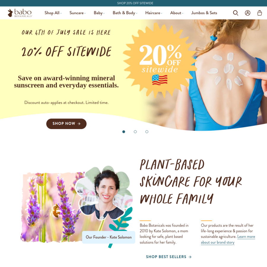 babobotanicals.com homepage screenshot