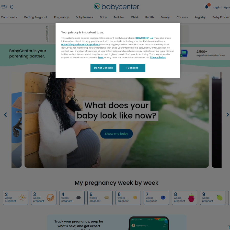 babycenter.com homepage screenshot