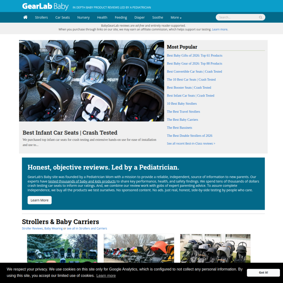 babygearlab.com homepage screenshot