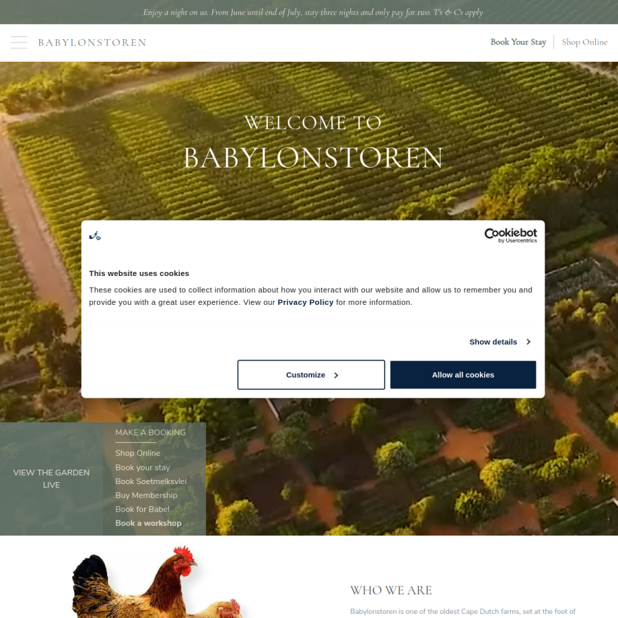 babylonstoren.com homepage screenshot