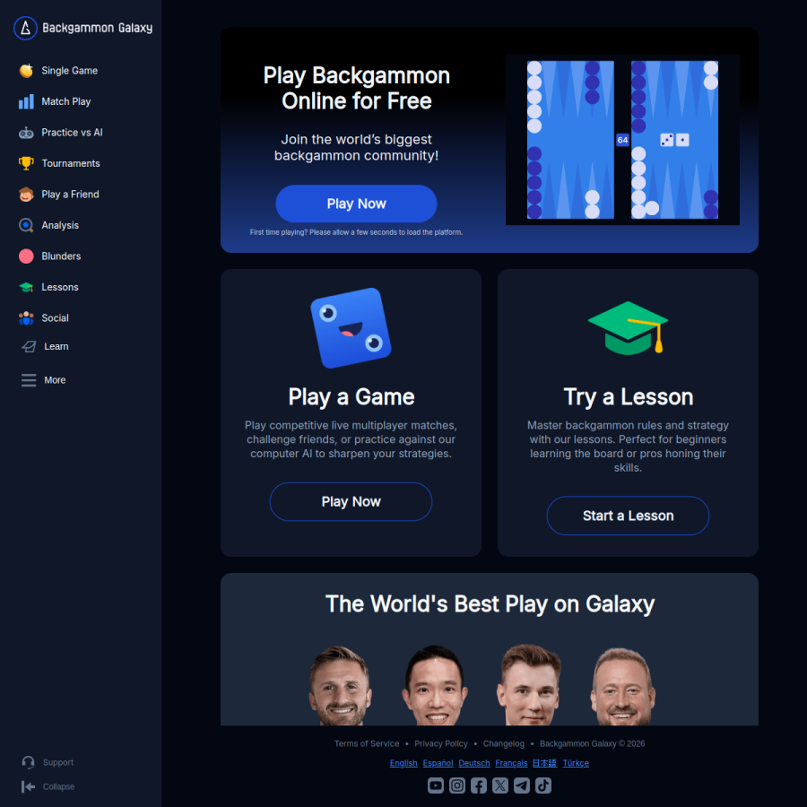 backgammongalaxy.com homepage screenshot