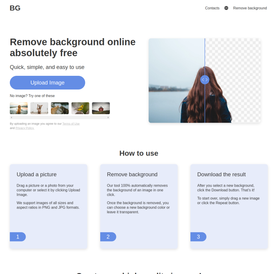 background-remover.com homepage screenshot