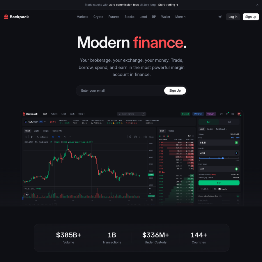 backpack.exchange homepage screenshot