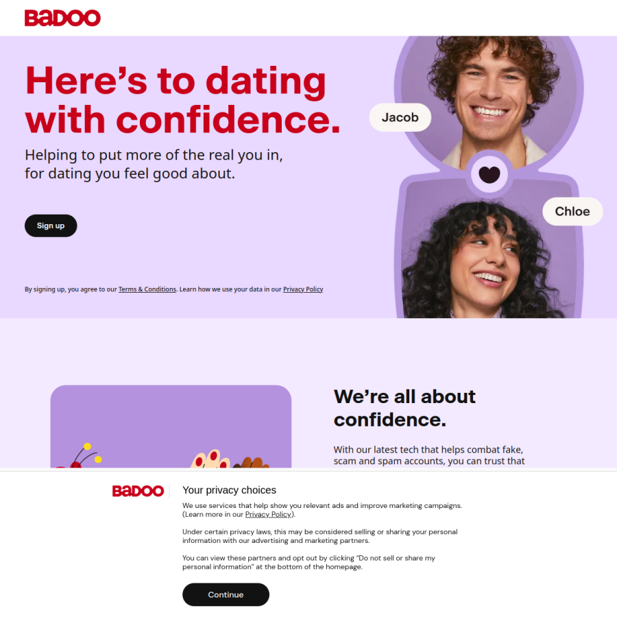 badoo.com homepage screenshot