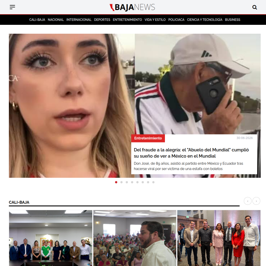 bajanews.mx homepage screenshot