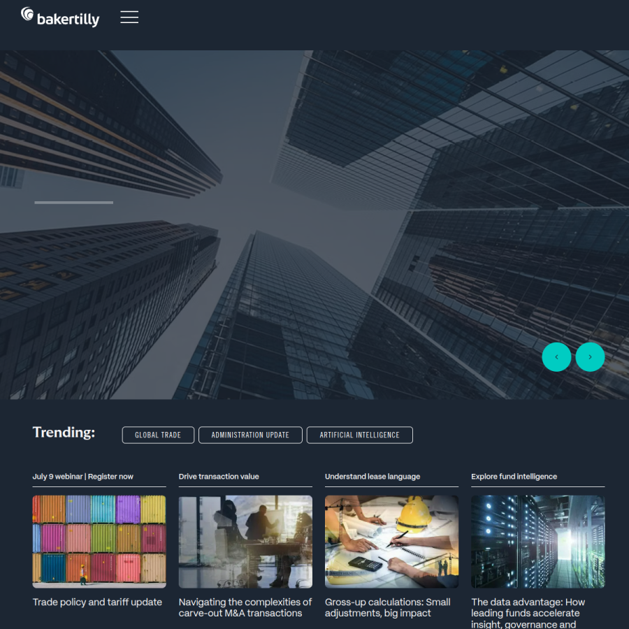 bakertilly.com homepage screenshot