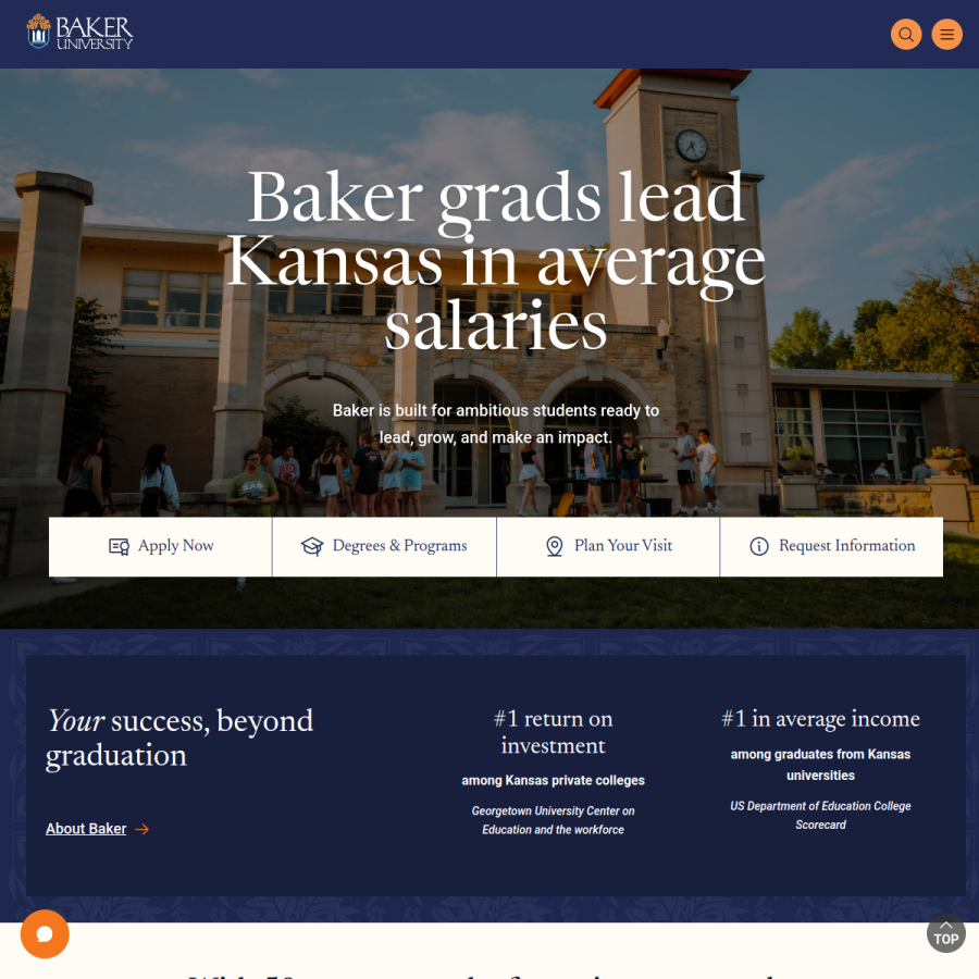 bakeru.edu homepage screenshot