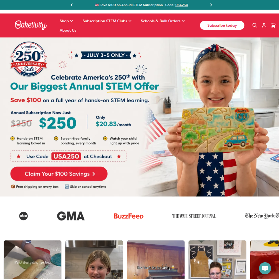 baketivity.com homepage screenshot