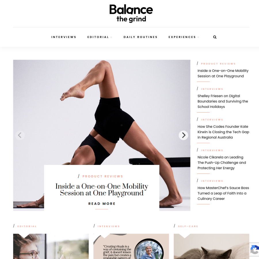 balancethegrind.co homepage screenshot