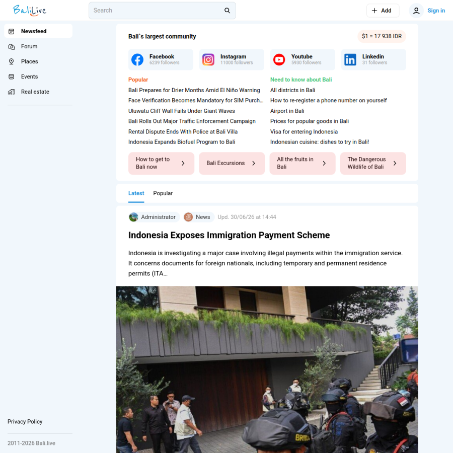 bali.live homepage screenshot