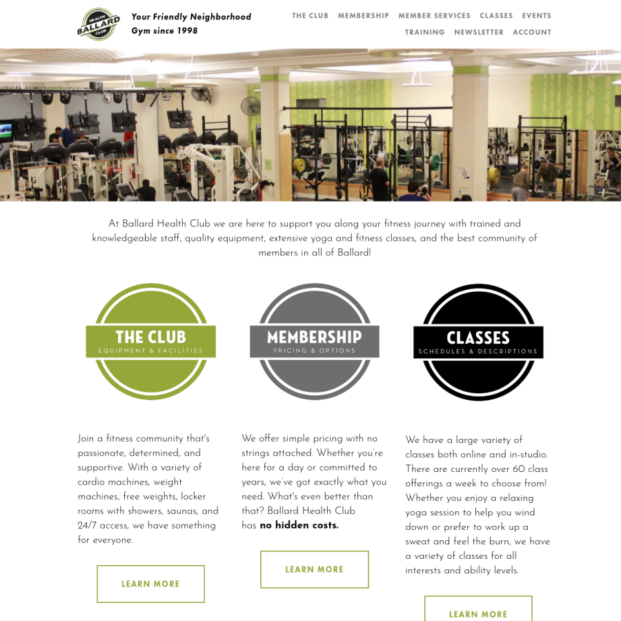 ballardhealthclub.com homepage screenshot