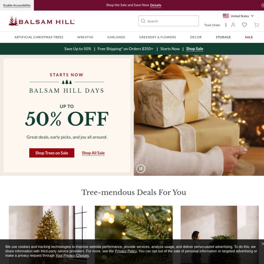 balsamhill.com homepage screenshot
