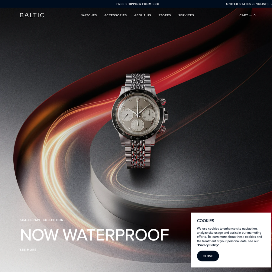 baltic-watches.com homepage screenshot