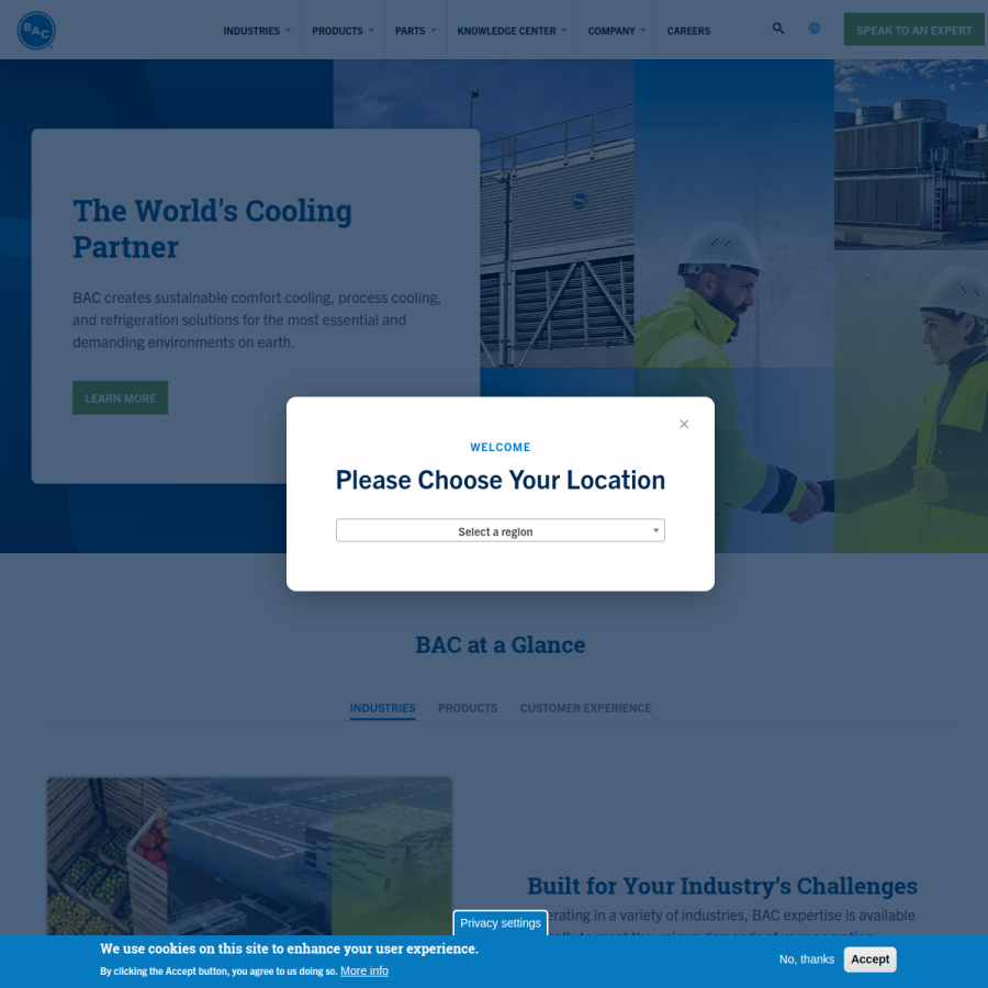baltimoreaircoil.com homepage screenshot