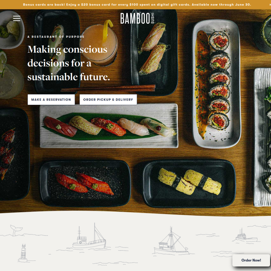 bamboosushi.com homepage screenshot