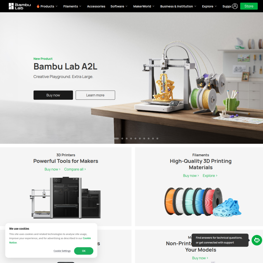 bambulab.com homepage screenshot
