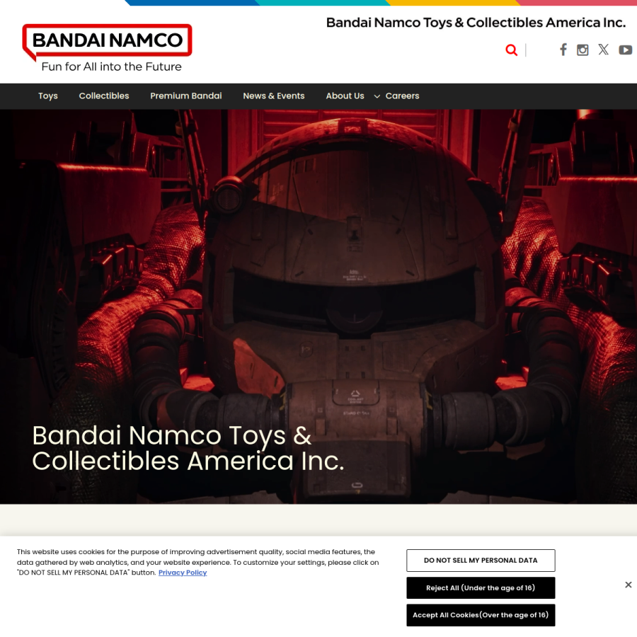 bandai.com homepage screenshot