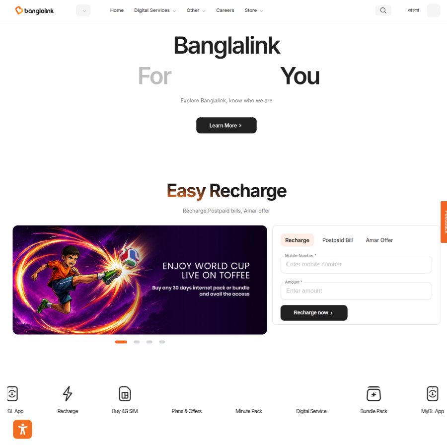 banglalink.net homepage screenshot