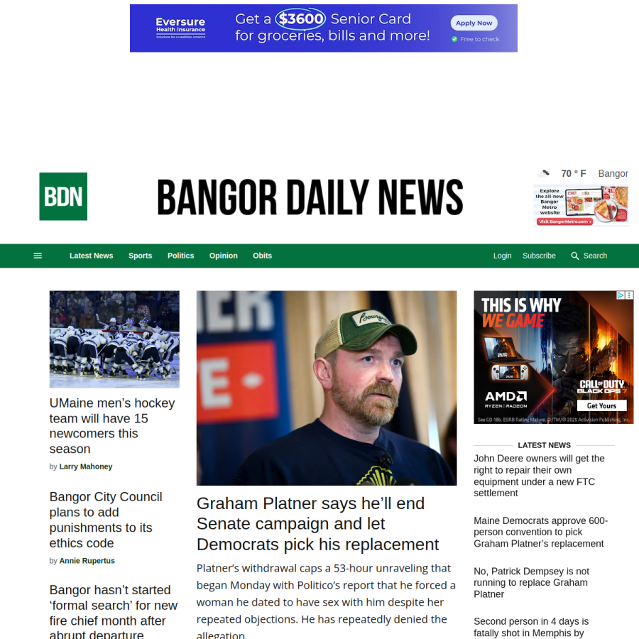 bangordailynews.com homepage screenshot