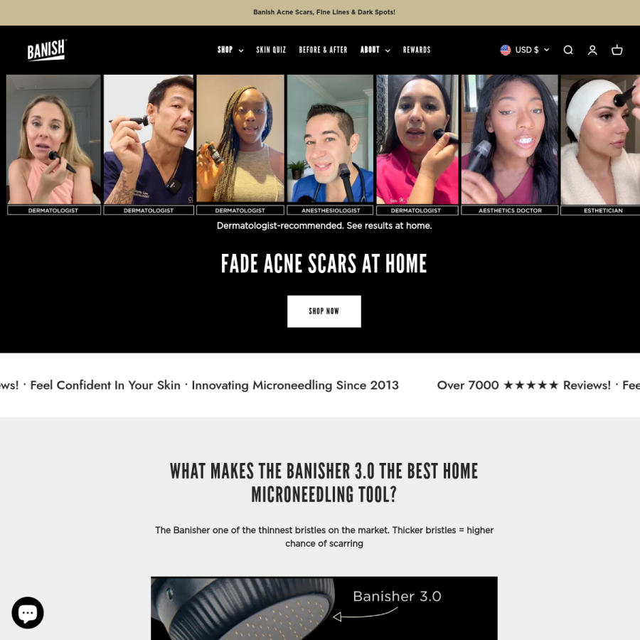 banish.com homepage screenshot