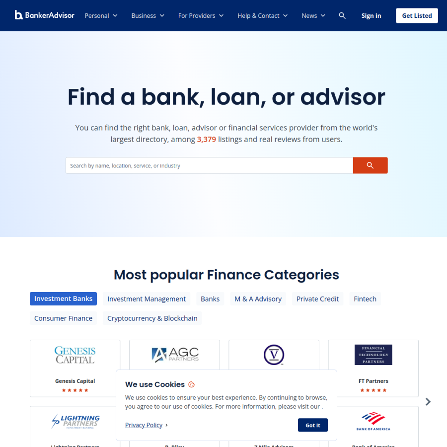 bankeradvisor.com homepage screenshot